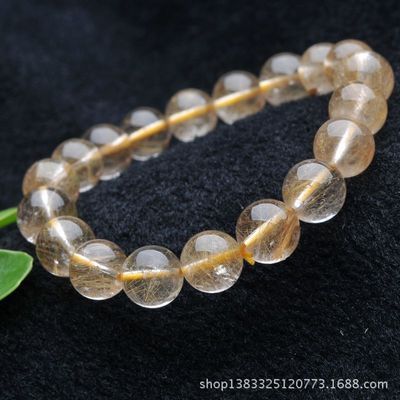 【纯天然金发晶钛晶圆珠手链 编号y102y15】价格,厂家,图片,手链,东海县盛饰珠宝-